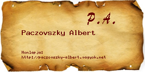 Paczovszky Albert névjegykártya
