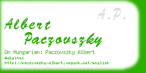 albert paczovszky business card